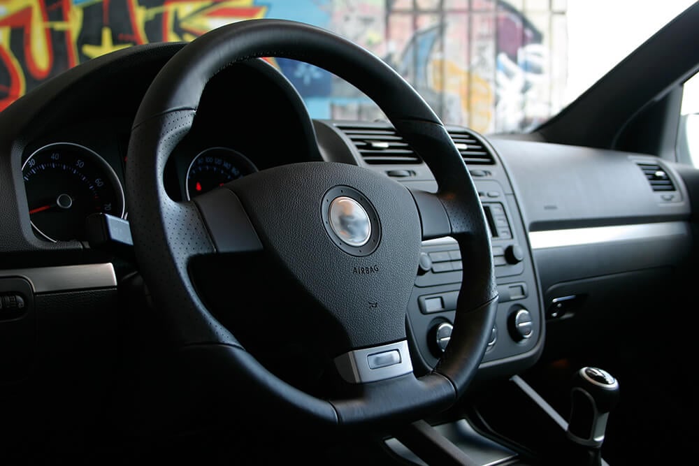 Leather steering wheel