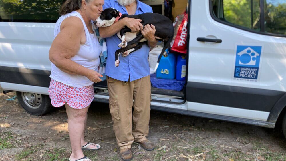 petas rescue team helped this dog stay with their family