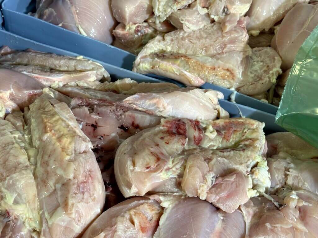 diseased chicken flesh