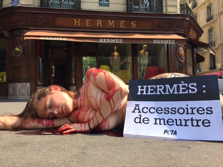 PETA Protests Crocodile Abuse at Hermès Farms with Graphic Displays at  Storefronts